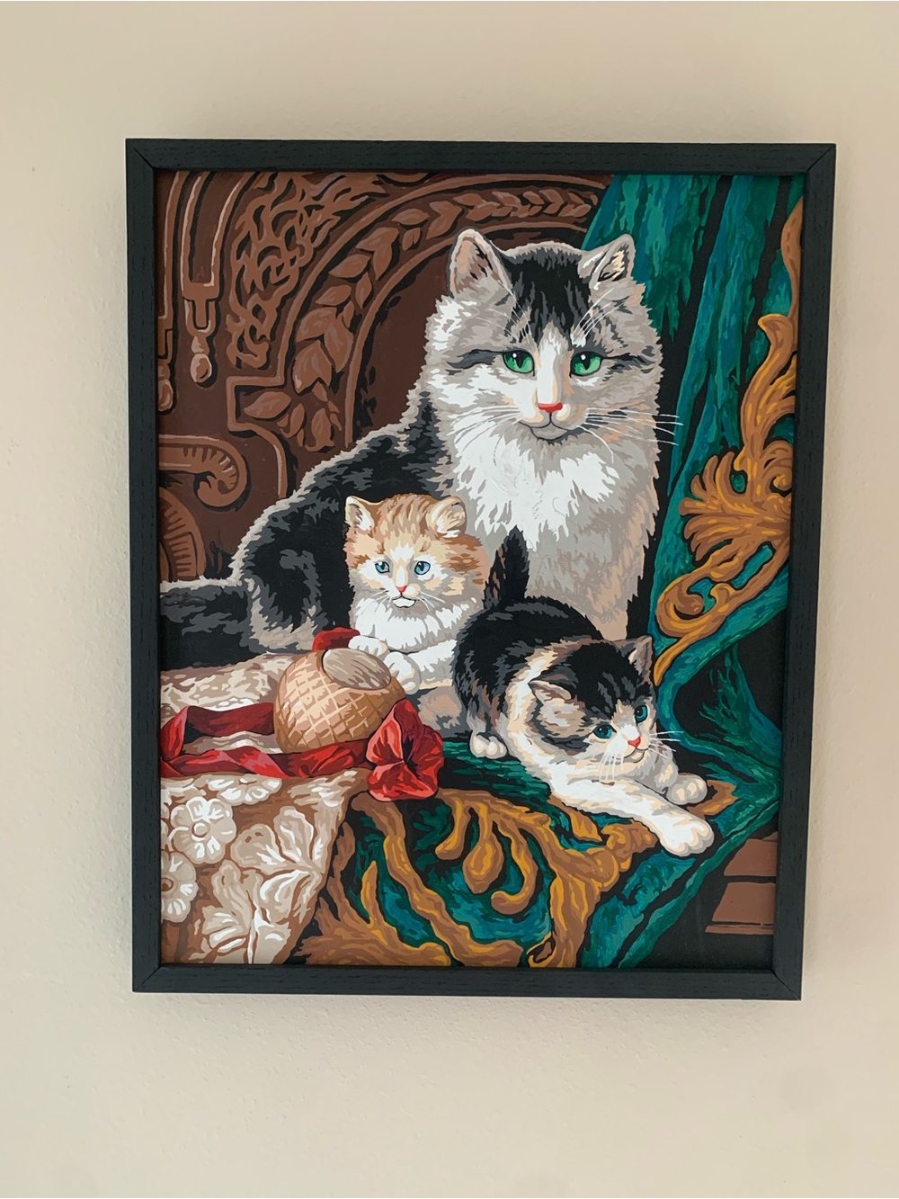 Vintage Cat Art Paint By Number “Captivating Felines” Framed